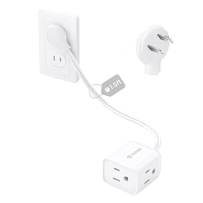 TROND 2 Prong to 3 Prong Extension Cord 1.5ft, Polarized Flat Plug, 3 AC