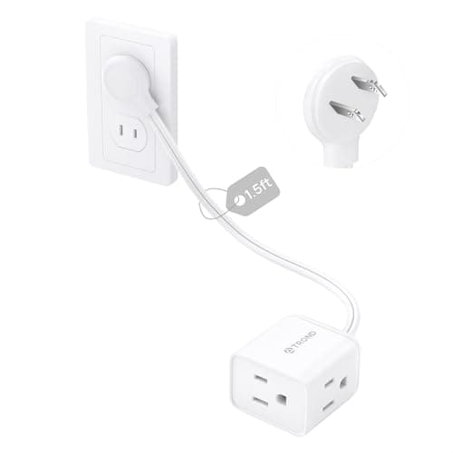 TROND 2 Prong to 3 Prong Extension Cord 1.5ft, Polarized Flat Plug, 3 AC