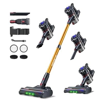 KIPMAX Cordless Vacuum Cleaners for Home, 45KPa 450W Stick Vacuum with Up to 55 Mins Runtime, Lightweight Self-Standing Vacuum for Pet Hair, Hardwood Floors & Carpet, Anti-Tangle Brush, HEPA Filter
