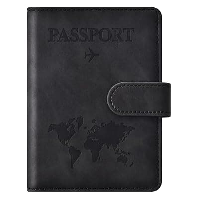 Eoehro Passport Holder for Travel Essentials, Passport Wallet Cover Case for Travel Must Haves Accessories,Passport Book Holders for Women and Men(black)