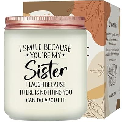 Maybeone Mothers Day Gifts for Sister - Christmas Birthday Valentines Day Gifts for Big Sisters - I Smile Because You are My Sister Scented Candle