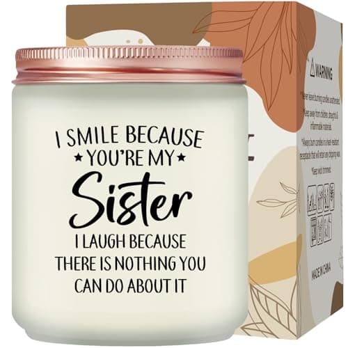 Maybeone Mothers Day Gifts for Sister - Christmas Birthday Valentines Day Gifts for Big Sisters - I Smile Because You are My Sister Scented Candle