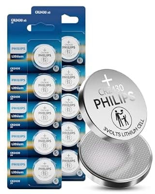PHILIPS CR2430 3V Lithium Button Cell Battery 10 Pack, 10 Year Shelf Life