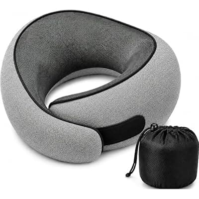 SILVORIC Travel Pillow for Airplane, Memory Foam Neck Pillow for Travel with Chin Support, Washable Cover & Storage Bag, Ergonomic 360° Neck Support for Long Flights, Car, Office, Home, Max Grey