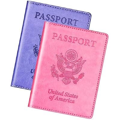 Herain Passport Holder for Travel Cruise Essentials 2 Pcs, Passport Cover Wallet Case Travel Gifts Women Men Family, Passports Book Holders Vacation Accessories Must Haves