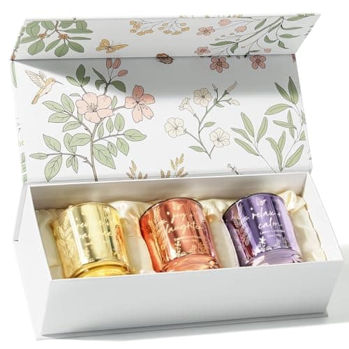 Scented Candles for Women, 3 Pack Candle Set Soy Candles for Home Scented Holiday Votive Candle Gifts Set, Mothers Day Birthday Gifts for Women Mom Her - Vanilla Coconut/Sandalwood Rose/Lemon Lavender