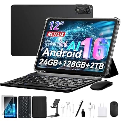 Nexall N90 Android 16 Tablet, 12 inch Tablet 2K FHD+, Android Tablet with Keyboard, 5G WiFi, 24GB+128GB/2TB, Face ID, 9000 mAh, 4 Years Warranty, Widevine L1, OTG, 1217-BOX, Case&Pen